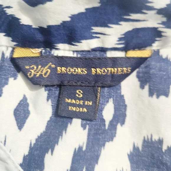 Woman's Brooks Brothers Blue Ikat Tunic Blouse 100% Cotton Size Small 3/4 Sleeve - Picture 11 of 12